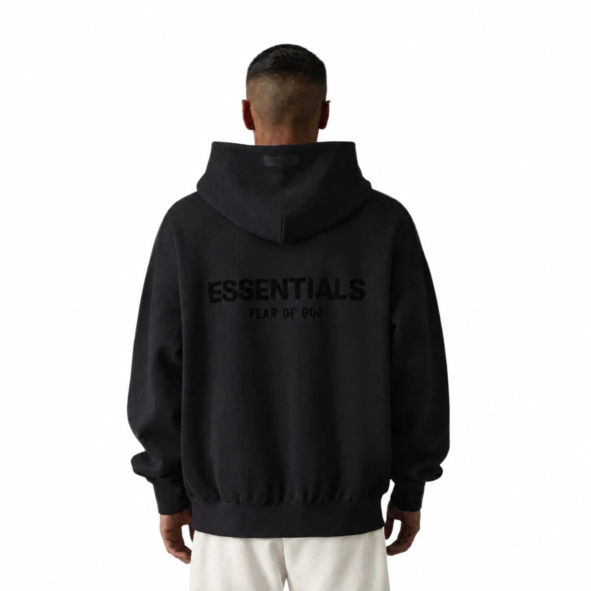 Hoodie Essentials S22 negra (Stretch Limo) - espalda