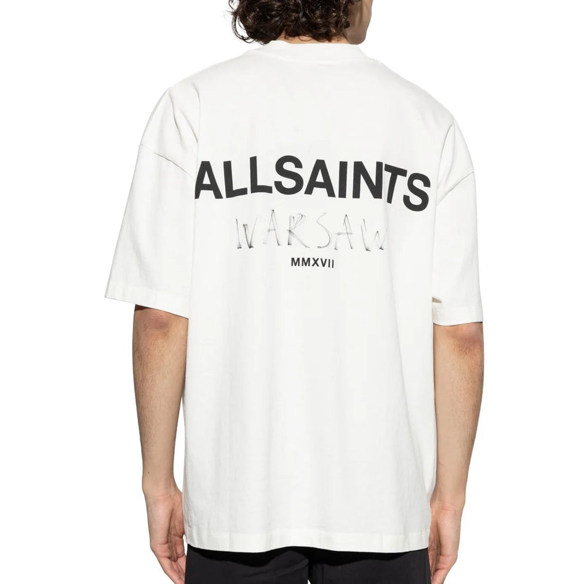 Playera All Saints Warsaw blanca - espalda en modelo