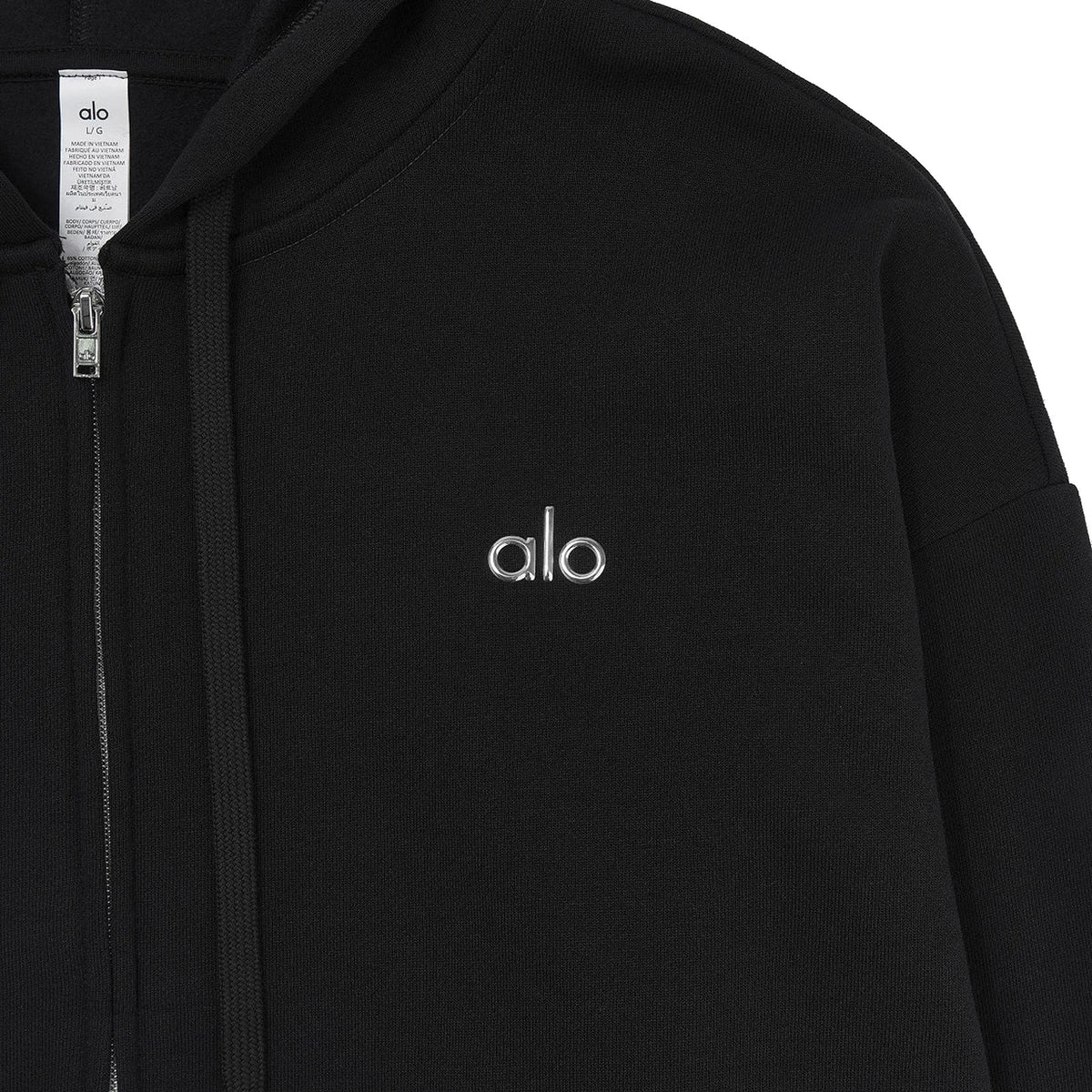 Accolade Full Zip Hoodie Alo Black detalle logo
