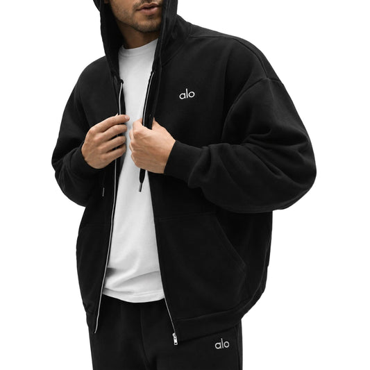 Accolade Full Zip Hoodie Alo Black abierta