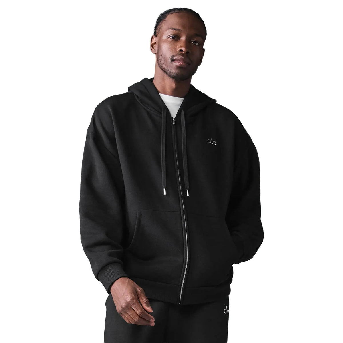 Accolade Full Zip Hoodie Alo Black modelo frente