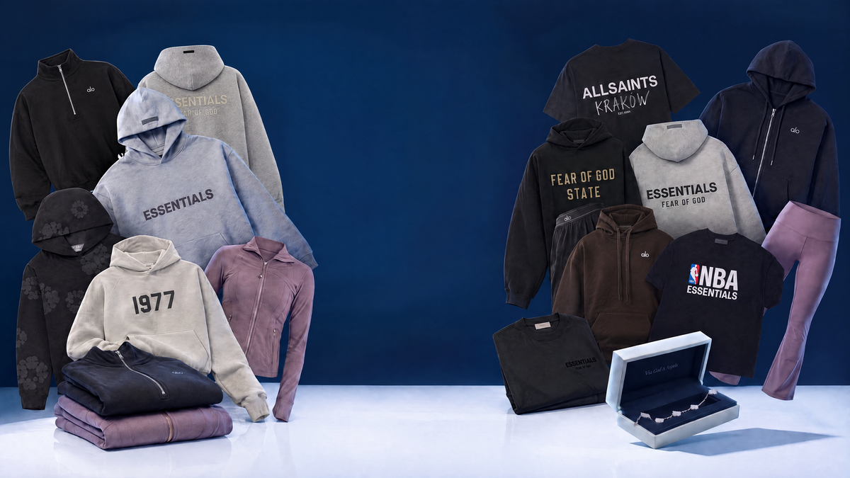 Ropa de marca al mayoreo: Essentials, Alo, All Saints, Lululemon y Denim Tears