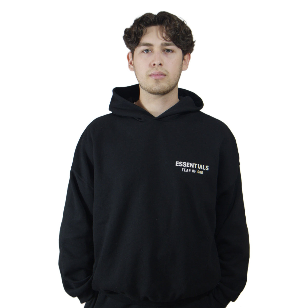 Hoodie Essentials S24 FOG Black modelo frente