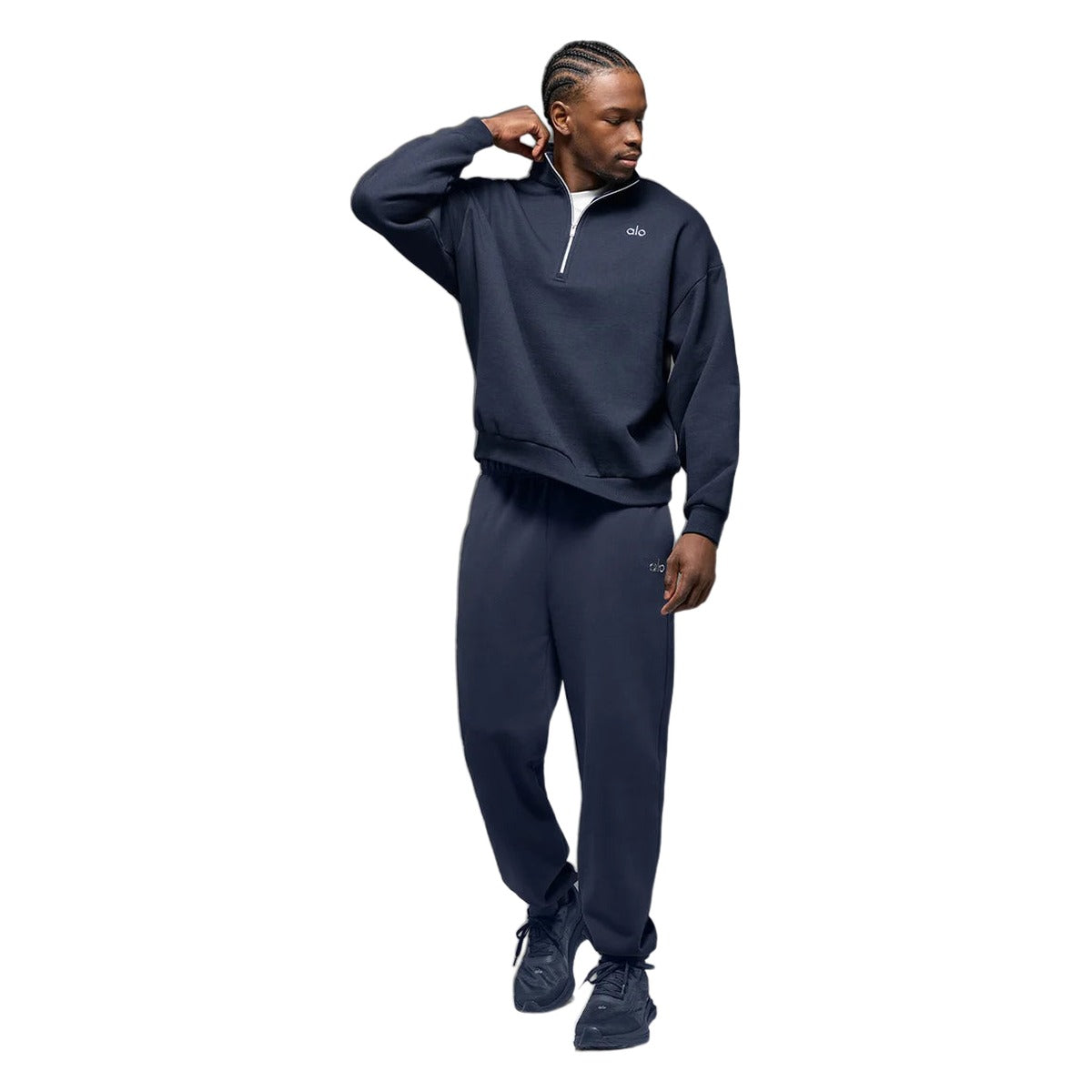 Accolade 1/4 Zip Pullover Alo Yoga Navy cuerpo completo